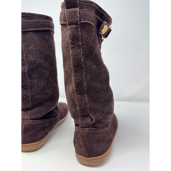 Coach Womens Boots Brown Maressa Suede Mid Calf Monogram Logo Buckle US 7.5 B - Picture 8 of 10